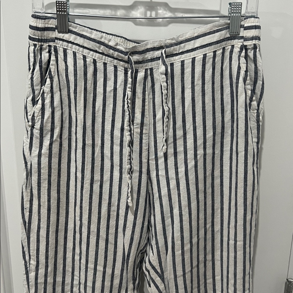 Hem White and Navy Vertical-Striped Straight-Leg Pants Size Medium‎ - Picture 2 of 6